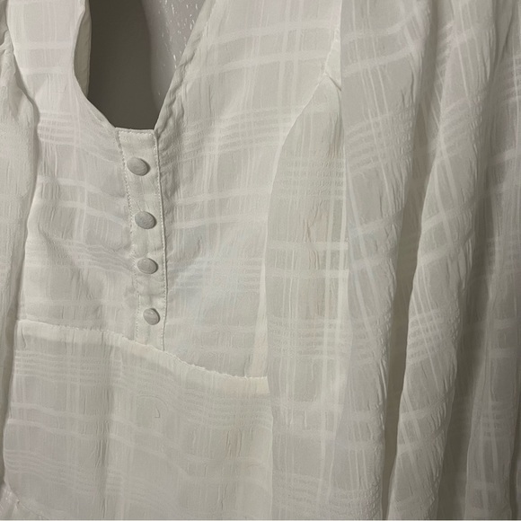 SHEIN | white ruffle minidress long pleasant sleeves & keyhole back; size 6.nwot - Picture 9 of 12